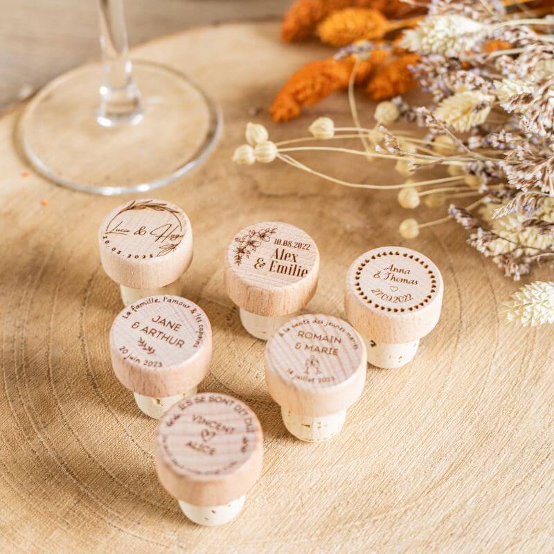 Bouchons de Vin à Personnaliser pour Mariage - My Bambou